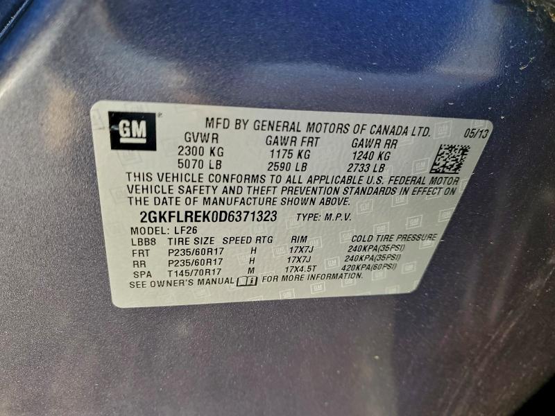 Aukcja sprzedaży 2013 Gmc Terrain, vin: 2GKFLREK0D6371323, numer aukcji: 93403905