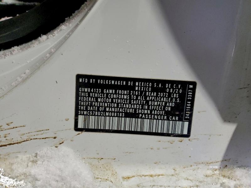 2020 Volkswagen Jetta მანქანა იყიდება აუქციონზე, vin: 3VWC57BU2LM088183, აუქციონის ნომერი: 95660445