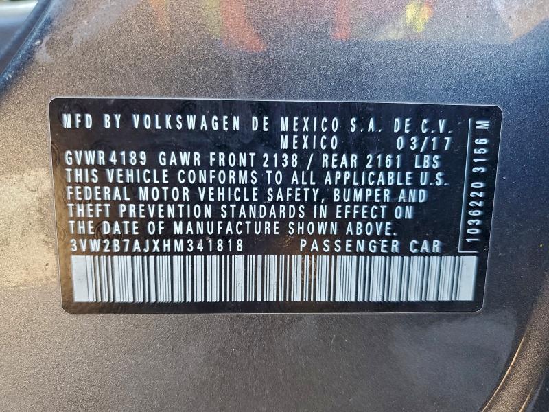 96033635 :رقم المزاد ، 3VW2B7AJXHM341818 vin ، 2017 Volkswagen Jetta مزاد بيع