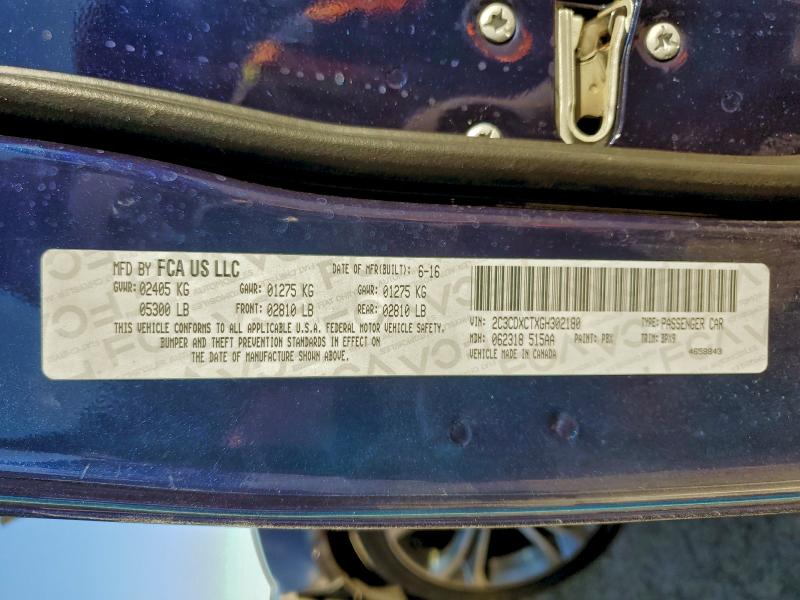 97202255 :رقم المزاد ، 2C3CDXCTXGH302180 vin ، 2016 Dodge Charger مزاد بيع
