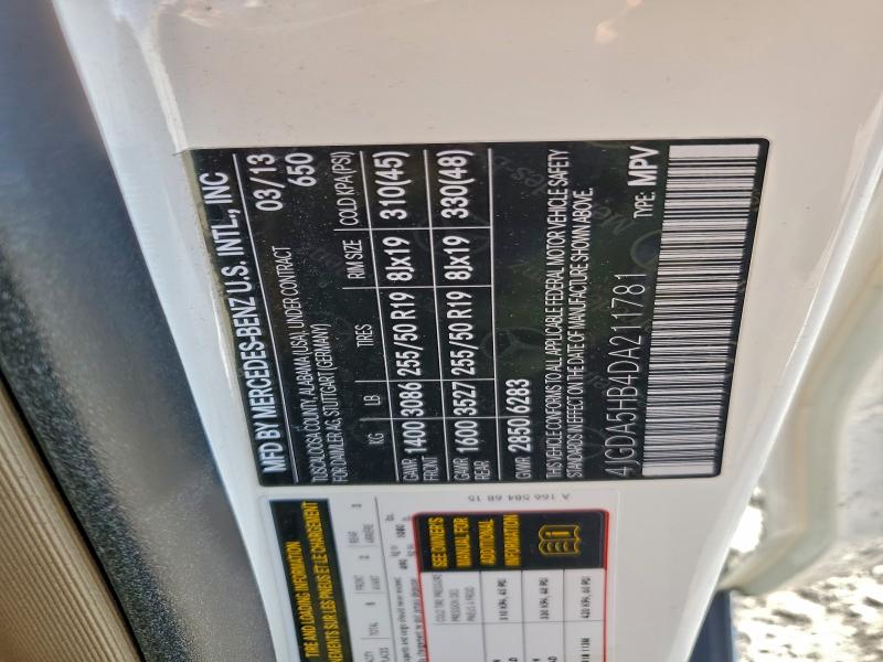 Aukcja sprzedaży 2013 Mercedes-benz Ml, vin: 4JGDA5HB4DA211781, numer aukcji: 96727545