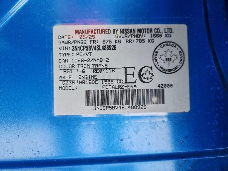 95621225 :رقم المزاد ، 3N1CP5BV4SL488926 vin ، 2025 Nissan Kicks Play مزاد بيع