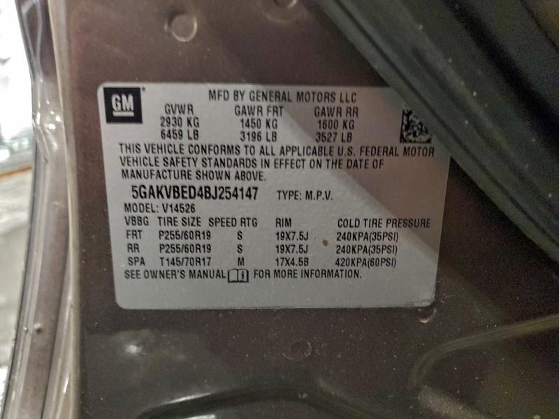 2011 Buick Enclave მანქანა იყიდება აუქციონზე, vin: 5GAKVBED4BJ254147, აუქციონის ნომერი: 94684115
