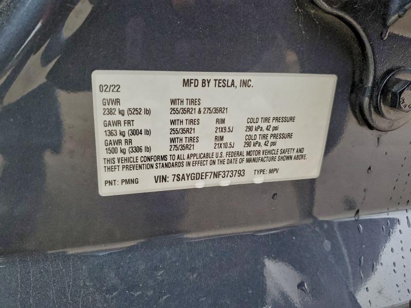 Aukcja sprzedaży 2022 Tesla Model Y, vin: 7SAYGDEF7NF373793, numer aukcji: 94640855