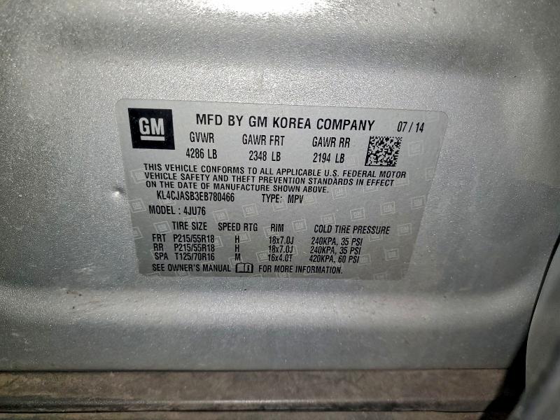 2014 Buick Encore მანქანა იყიდება აუქციონზე, vin: KL4CJASB3EB780466, აუქციონის ნომერი: 96083275