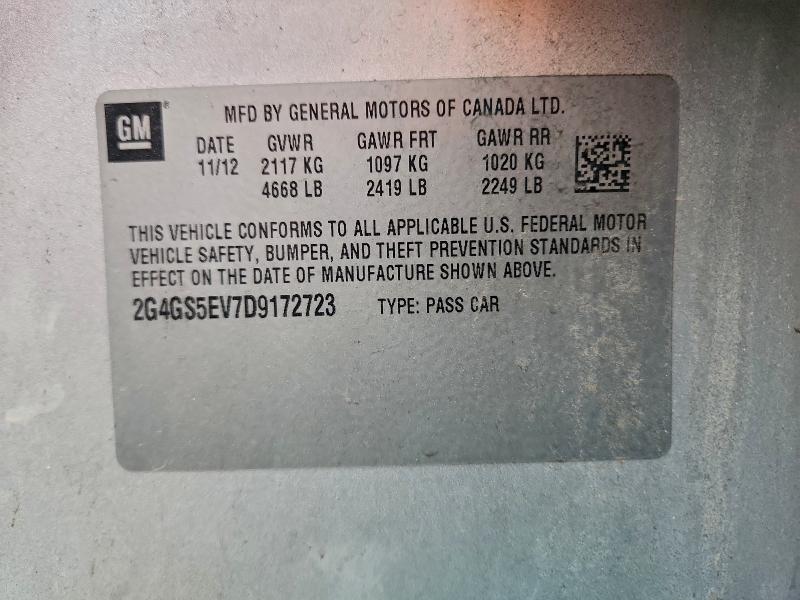 94743675 :رقم المزاد ، 2G4GS5EV7D9172723 vin ، 2013 Buick Regal مزاد بيع