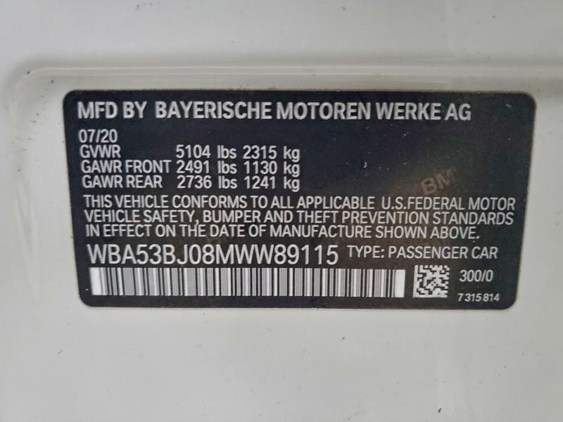 Продажа на аукционе авто 2021 Bmw 540, vin: WBA53BJ08MWW89115, номер лота: 94698225