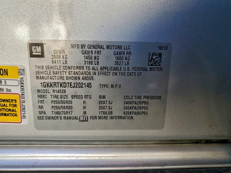 Aukcja sprzedaży 2014 Gmc Acadia Den, vin: 1GKKRTKD7EJ202145, numer aukcji: 96593975