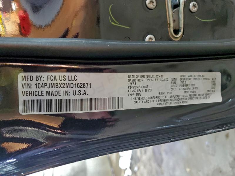 95891755 :رقم المزاد ، 1C4PJMBX2MD162871 vin ، 2021 Jeep Cherokee مزاد بيع