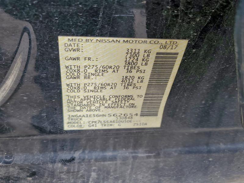 Aukcja sprzedaży 2017 Nissan Titan, vin: 1N6AA1E56HN562654, numer aukcji: 95550215