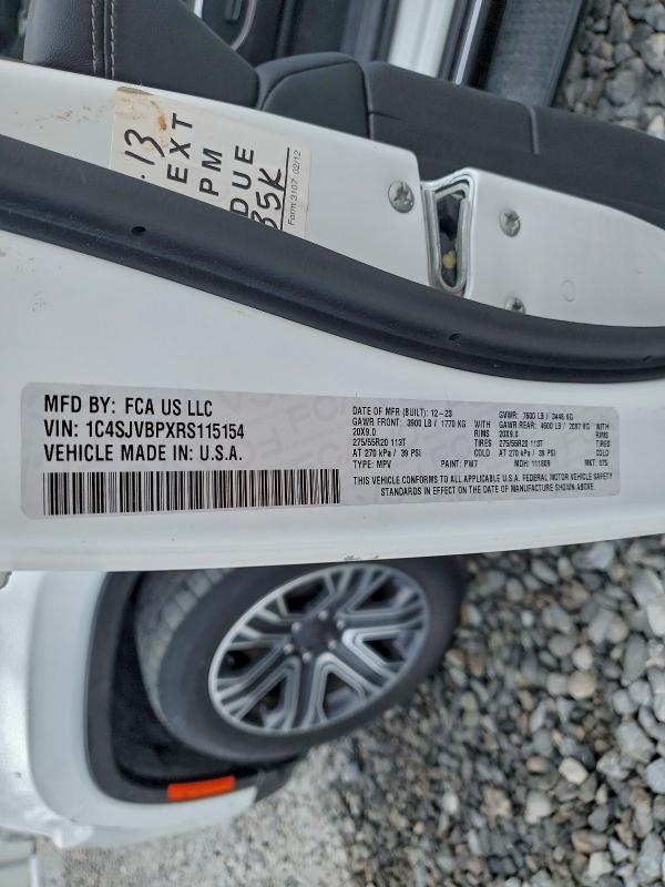 Продаж на аукціоні авто 2024 Jeep Wagoneer, vin: 1C4SJVBPXRS115154, номер лоту: 92613065