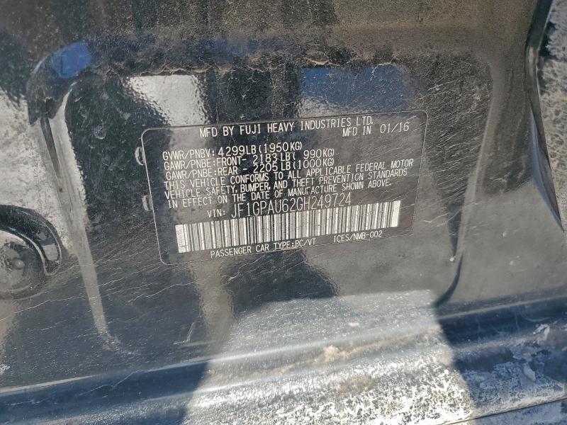 97141245 :رقم المزاد ، JF1GPAU62GH249724 vin ، 2016 Subaru Impreza مزاد بيع