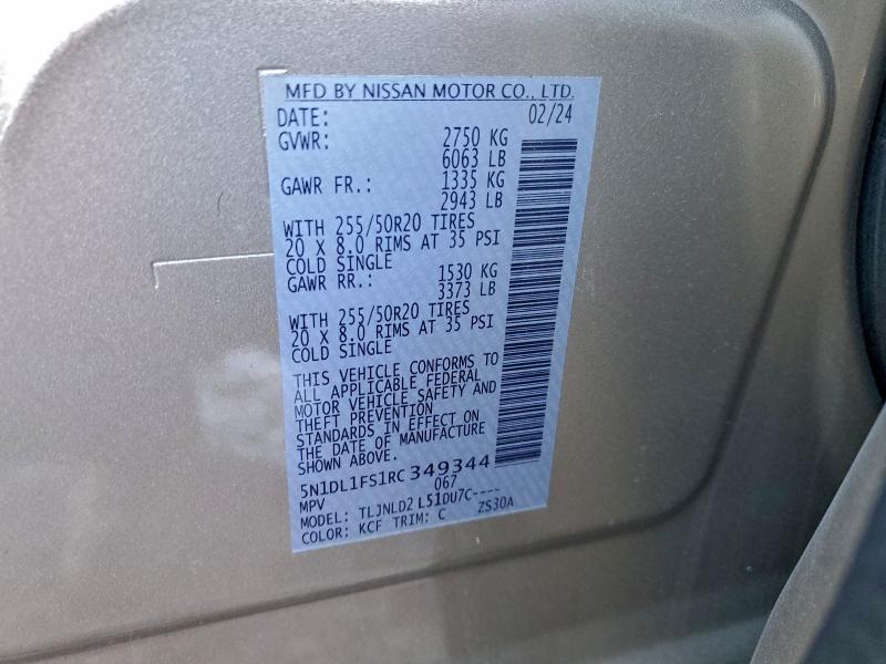 Продажа на аукционе авто 2024 Infiniti Qx60, vin: 5N1DL1FS1RC349344, номер лота: 97542395