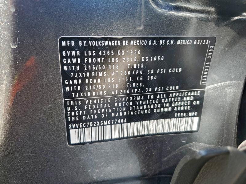 Aukcja sprzedaży 2025 Volkswagen Taos, vin: 3VVEC7B2XSM077464, numer aukcji: 96102725