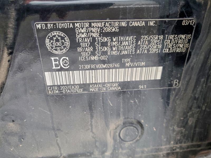 85446395 :رقم المزاد ، 2T3DFREV0DW028746 vin ، 2013 Toyota Rav4 مزاد بيع