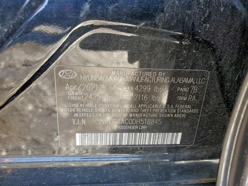 95900215 :رقم المزاد ، 5NPEB4AC0DH518845 vin ، 2013 Hyundai Sonata مزاد بيع