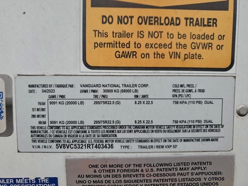 50680056 :رقم المزاد ، 5V8VC5321RT403436 vin ، 2024 Vanderhall Trailer مزاد بيع