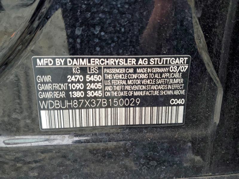 2007 Mercedes-benz E მანქანა იყიდება აუქციონზე, vin: WDBUH87X37B150029, აუქციონის ნომერი: 97217575
