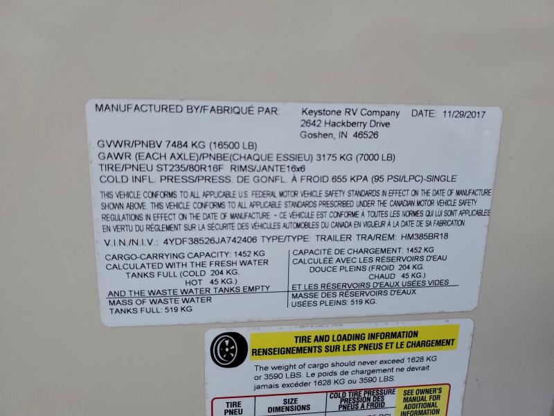 Продажа на аукционе авто 2018 Mont Ana High C, vin: 4YDF38526JA742406, номер лота: 95398245