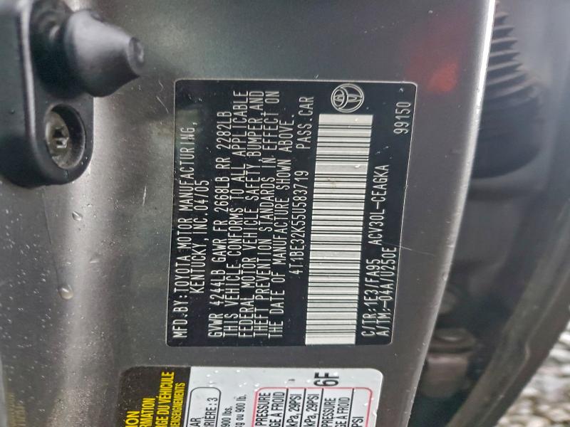 96172445 :رقم المزاد ، 4T1BE32K55U583719 vin ، 2005 Toyota Camry Le مزاد بيع