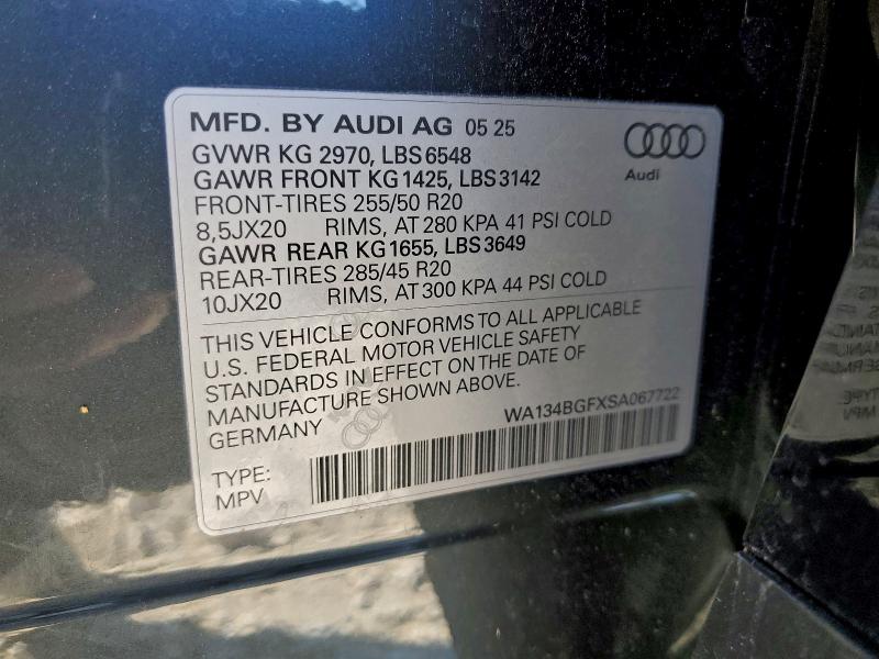 Продаж на аукціоні авто 2025 Audi Q6 E-tron, vin: WA134BGFXSA067722, номер лоту: 95851695