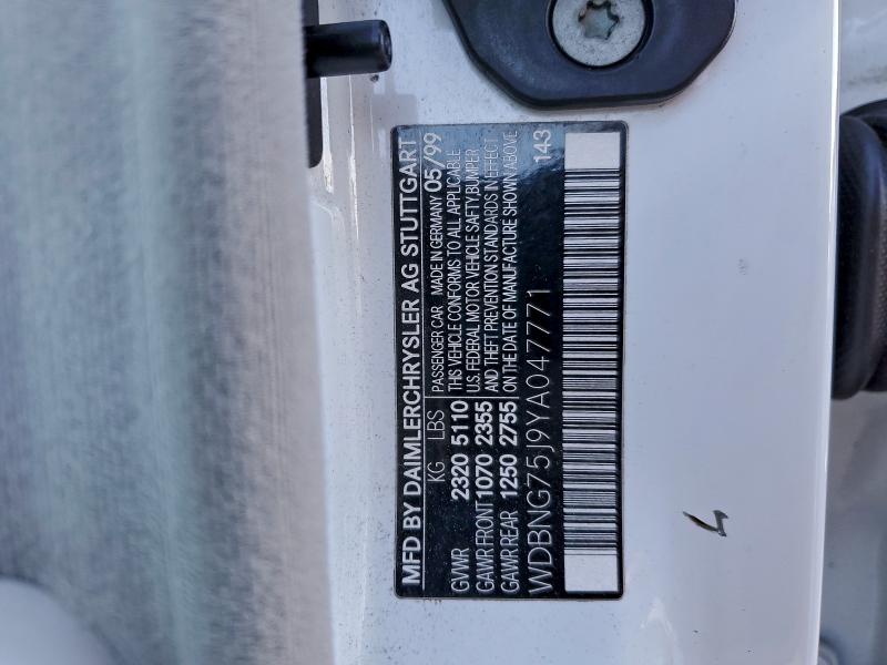 Aukcja sprzedaży 2000 Mercedes-benz S, vin: WDBNG75J9YA047771, numer aukcji: 97376315