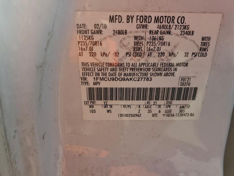 Aukcja sprzedaży 2010 Ford Escape, vin: 1FMCU9DG9AKC27783, numer aukcji: 95808125