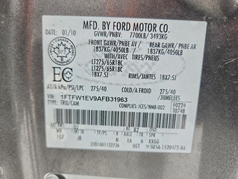 Aukcja sprzedaży 2010 Ford F150, vin: 1FTFW1EV9AFB31963, numer aukcji: 96383575
