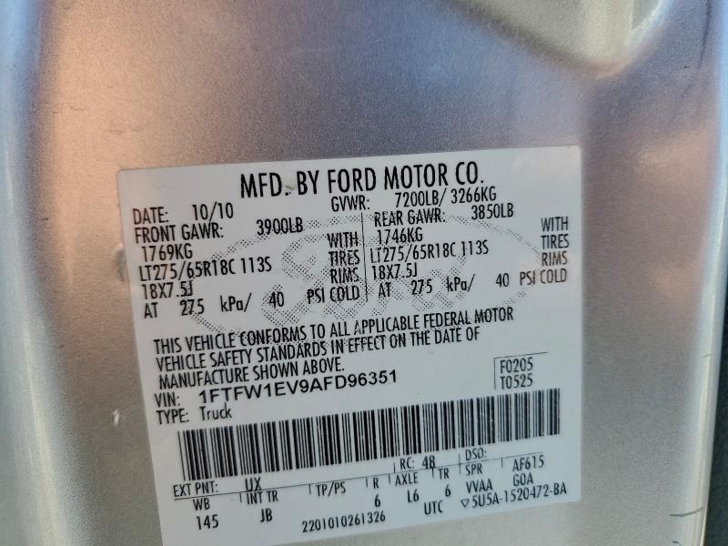 Продаж на аукціоні авто 2010 Ford F150, vin: 1FTFW1EV9AFD96351, номер лоту: 95469055