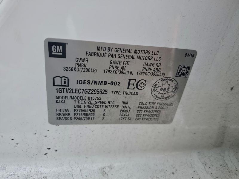 Продажа на аукционе авто 2016 Gmc Sierra, vin: 1GTV2LEC7GZ295625, номер лота: 97075345