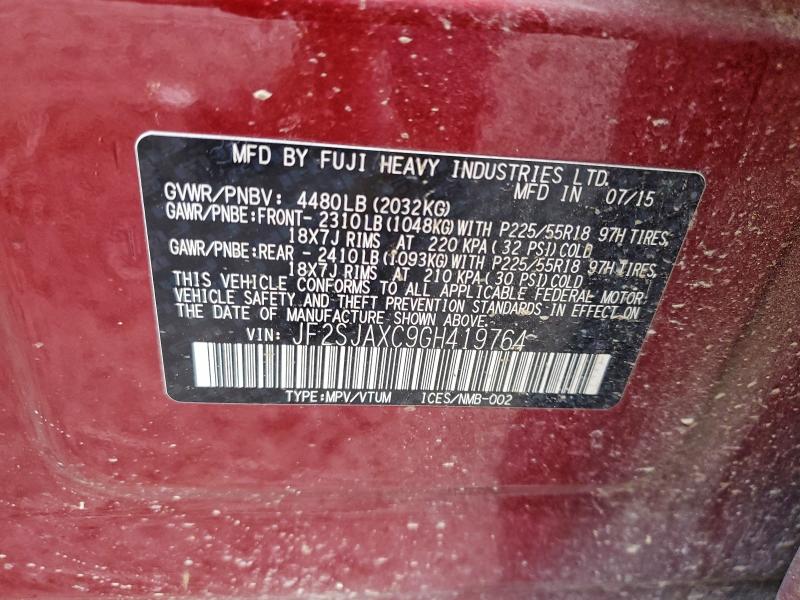 Продаж на аукціоні авто 2016 Subaru Forester, vin: JF2SJAXC9GH419764, номер лоту: 95760035