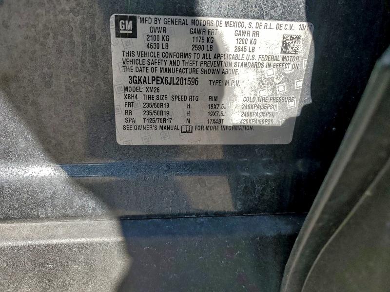 2018 Gmc Terrain Sl მანქანა იყიდება აუქციონზე, vin: 3GKALPEX6JL201596, აუქციონის ნომერი: 74713285