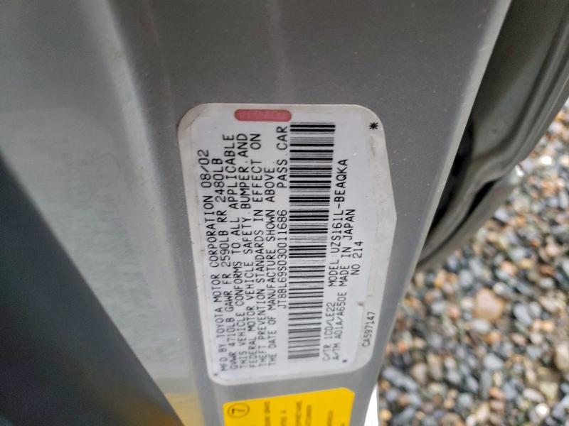 Aukcja sprzedaży 2003 Lexus Gs 430, vin: JT8BL69S030011686, numer aukcji: 98157695