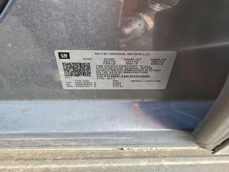 Aukcja sprzedaży 2019 Cadillac Escalade, vin: 1GYS4BKJ1KR103886, numer aukcji: 96340575