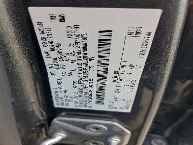 Продажа на аукционе авто 2019 Ford Escape Se, vin: 1FMCU0GD3KUA27033, номер лота: 95458755