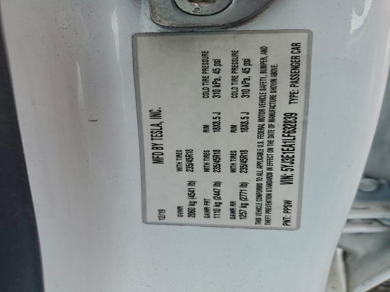 Продажа на аукционе авто 2020 Tesla Model 3, vin: 5YJ3E1EA1LF632839, номер лота: 97291235