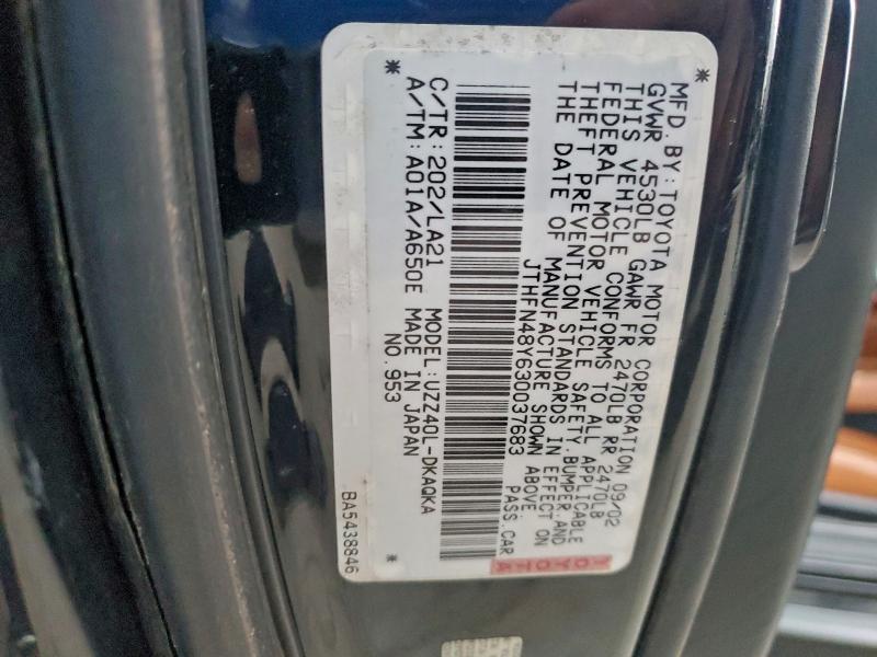 Aukcja sprzedaży 2003 Lexus Sc 430, vin: JTHFN48Y630037683, numer aukcji: 96513885