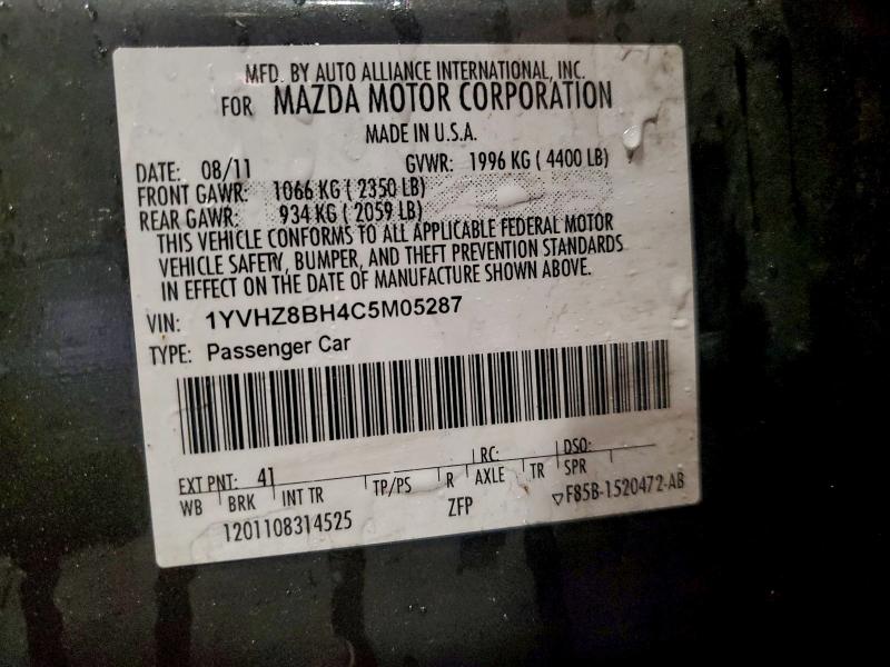 Aukcja sprzedaży 2012 Mazda 6, vin: 1YVHZ8BH4C5M05287, numer aukcji: 95490735