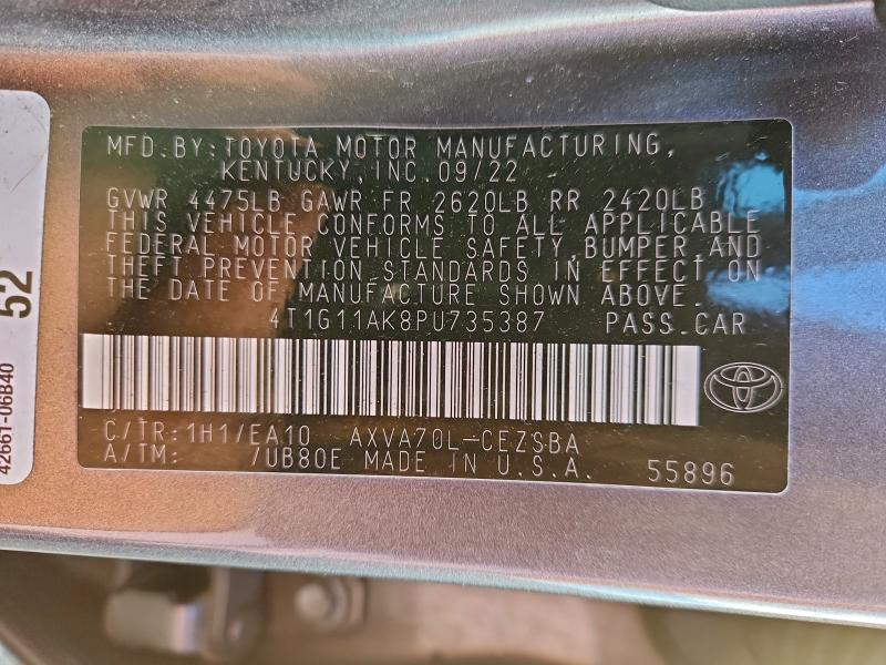 97586245 :رقم المزاد ، 4T1G11AK8PU735387 vin ، 2023 Toyota Camry مزاد بيع