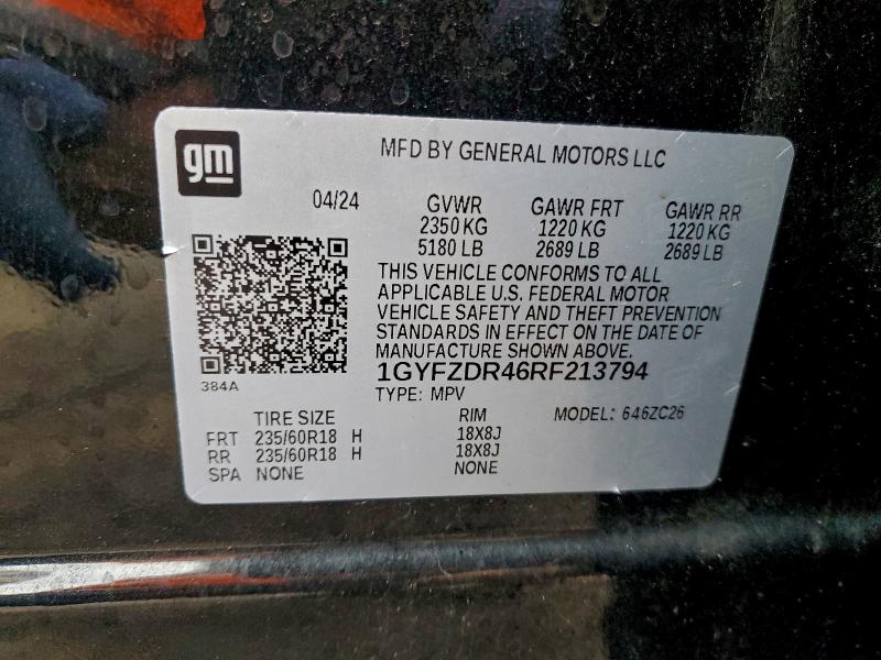 97110245 :رقم المزاد ، 1GYFZDR46RF213794 vin ، 2024 Cadillac Xt4 مزاد بيع