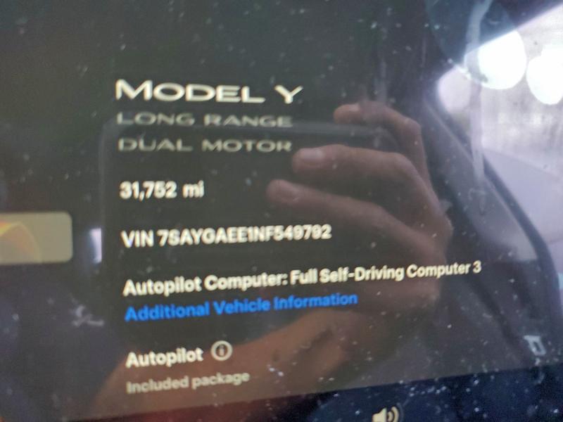 Продажа на аукционе авто 2022 Tesla Model Y, vin: 7SAYGAEE1NF549792, номер лота: 98250525