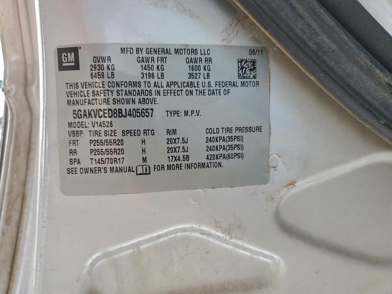 2011 Buick Enclave მანქანა იყიდება აუქციონზე, vin: 5GAKVCED8BJ405657, აუქციონის ნომერი: 95890425