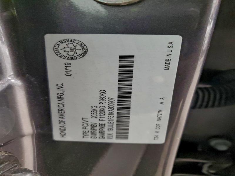 Aukcja sprzedaży 2019 Acura Tlx Techno, vin: 19UUB1F51KA800907, numer aukcji: 95094005
