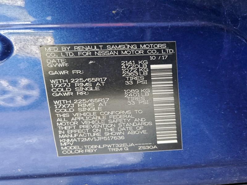 2018 Nissan Rogue მანქანა იყიდება აუქციონზე, vin: KNMAT2MV1JP517636, აუქციონის ნომერი: 96595355