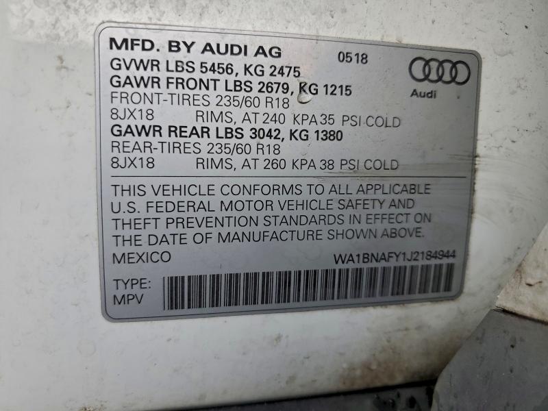 Aukcja sprzedaży 2018 Audi Q5, vin: WA1BNAFY1J2184944, numer aukcji: 94361715