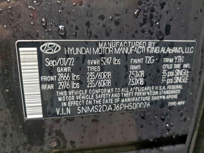 95547245 :رقم المزاد ، 5NMS2DAJ6PH500076 vin ، 2023 Hyundai Santa Fe مزاد بيع