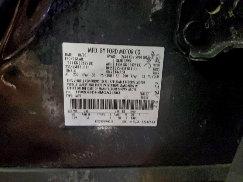 96985025 :رقم المزاد ، 1FMSK8DH4MGA23503 vin ، 2021 Ford Explorer مزاد بيع
