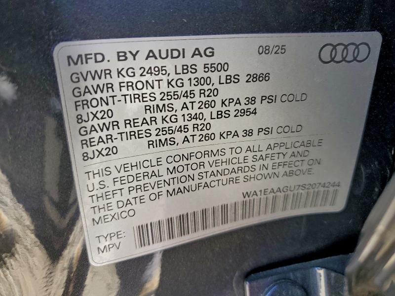 Auction sale of the 2025 Audi Q5, vin: WA1EAAGU7S2074244, lot number: 97876695