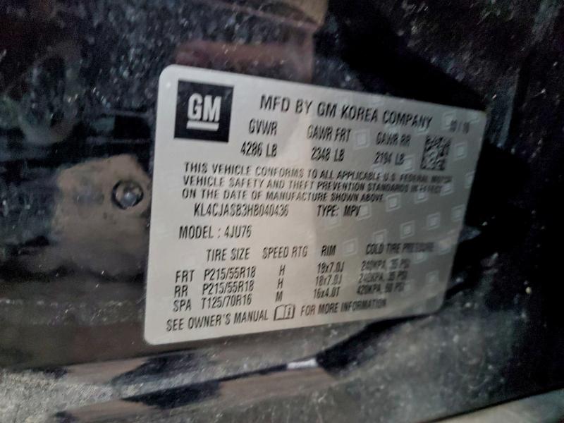 95500525 :رقم المزاد ، KL4CJASB3HB040436 vin ، 2017 Buick Encore مزاد بيع