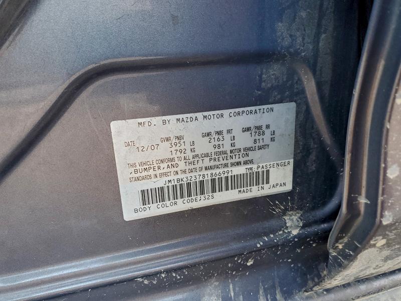 Продаж на аукціоні авто 2008 Mazda 3, vin: JM1BK323781866991, номер лоту: 95184015